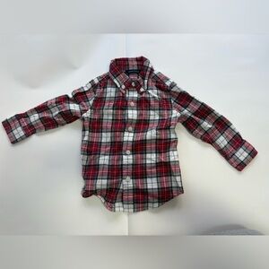 Janie and Jack Red and White Plaid Button Down Shirt